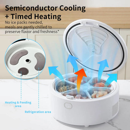 Wholesale 5 Meals Automatic Cat Feeder Wet Food with Refrigerate Warm Schedule Voice & Monitor Functions for Multi-Pet Homes