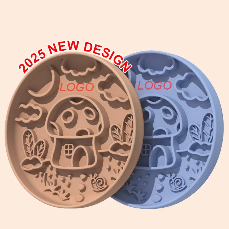 New Mushroom Dog Slow Food Bowl Silicone Pet Bowl Anti-choking Slow Food Pet Planet Silicone Bowl Suction Cup Licking Pad 2 in 1