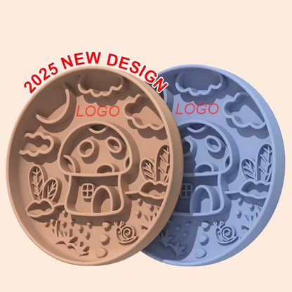 New Mushroom Dog Slow Food Bowl Silicone Pet Bowl Anti-choking Slow Food Pet Planet Silicone Bowl Suction Cup Licking Pad 2 in 1