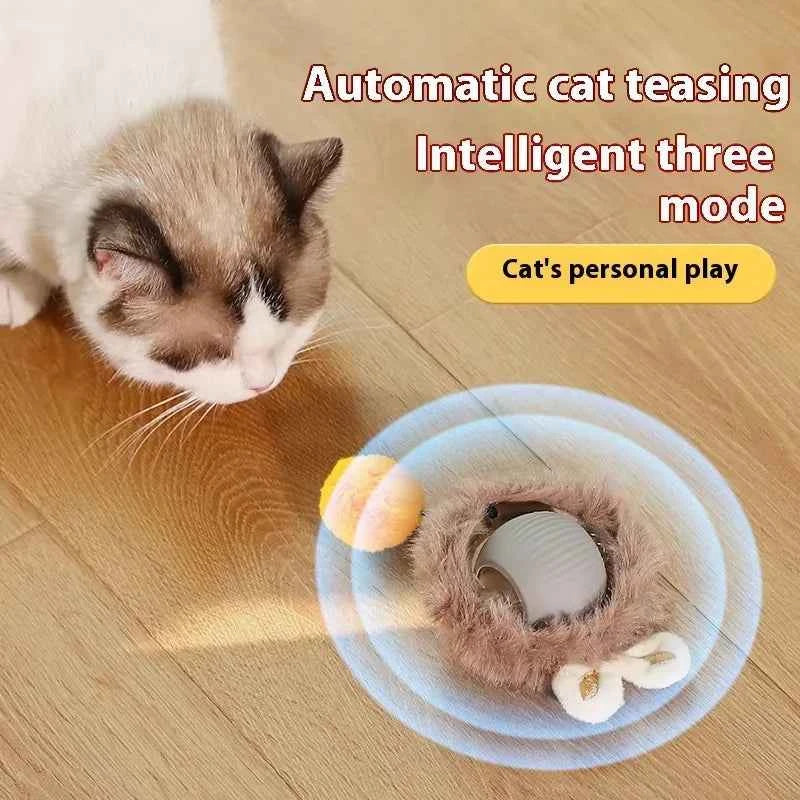 Cat Toy Intelligent Electric Automatic Rolling USB Rechargeable with Rope Sound Making Toy Ball Home Pet Soothing Supplies
