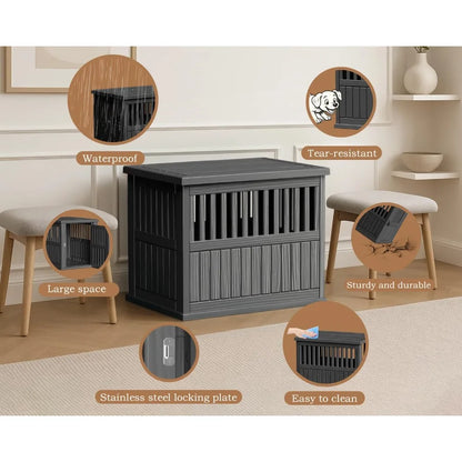 30 INCH Dog Crate Furniture Lockable Indoor Dog Kennel Dogs Cage Heavy Duty Decorative Pet Cage End Table for Small/Medium Dogs,