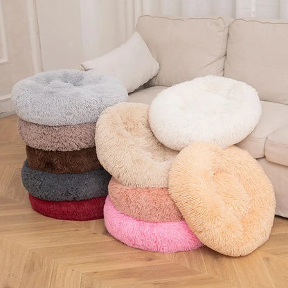 Round Cat Beds House Soft Long Plush Bed For Dogs Basket Pet Products Cushion Cat Bed Cat Mat Sleeping Sofa, Suitable For Winter