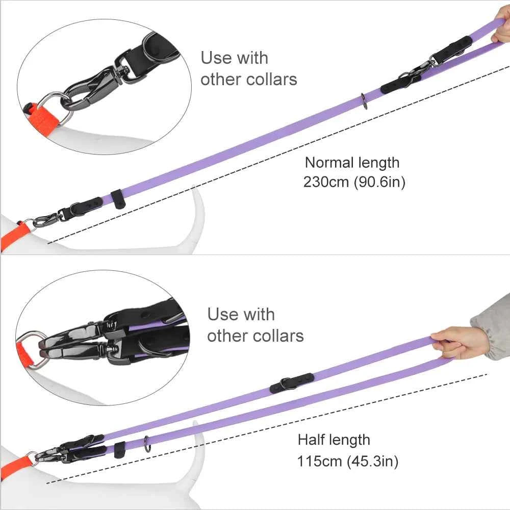 Waterproof Dog Leash with 2 Hooks for Walking,Adjustable for Traffic Control Safety Durable and Odor Proof for Medium Large Dogs