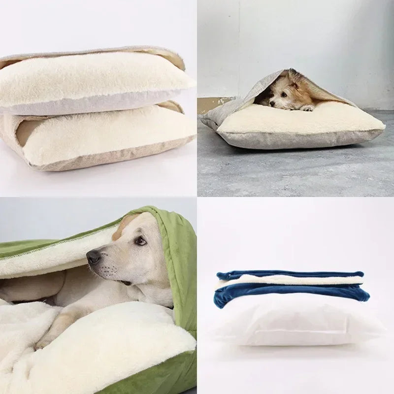 Beds and Furniture Pet Bed for Dog with Removable Cover Large Kennel Warm Dog Bag with Blanket Big Dog House Pet Accessories