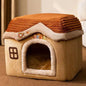 Cute Pet House with Foldable Soft Pet Bed Detachable Washable Pet Castle Suitable for Small Medium-sized Dogs and Cat Cave Nests