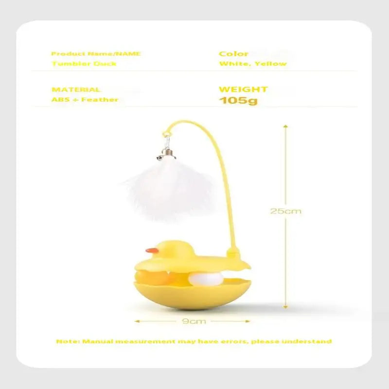 {QTG333} Tumbler Cat Teaser Toy With Removable Feathers & Bells - Self Amusing Kitten Play Wand Easy To Clean And Reassemble