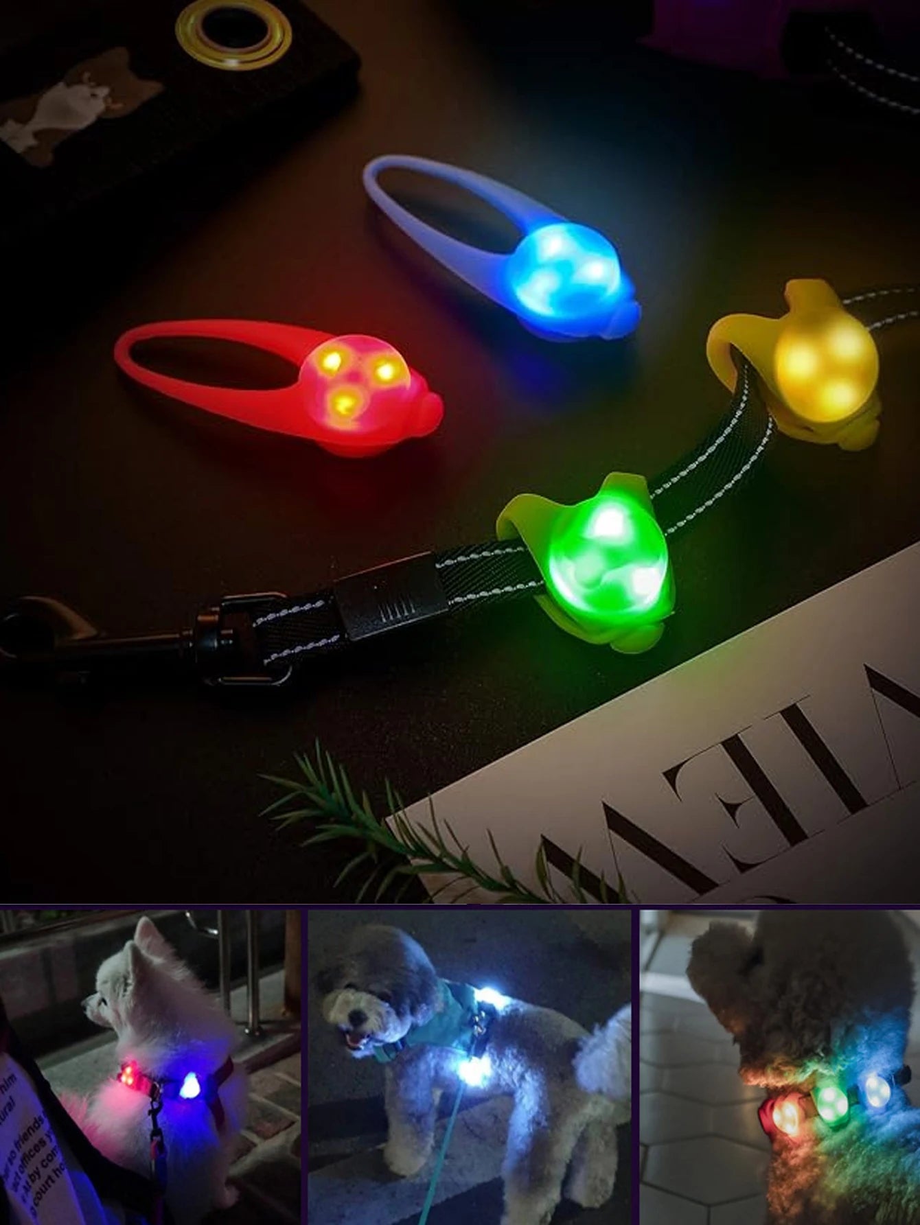 Night Safety Pet Pendant LED Light for Dogs Cats, Glowing Anti-Lost Collar Tag for Night Walking Teddy Small Pets Supplies