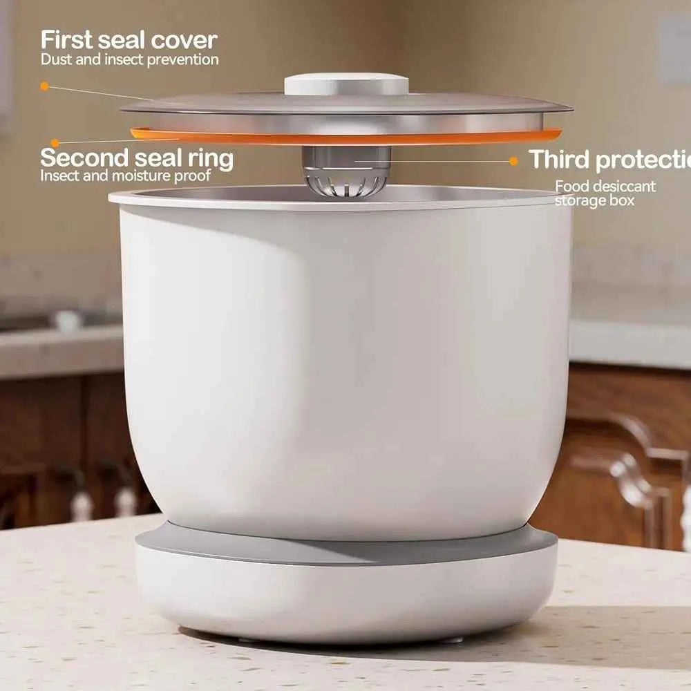 White Pet Food Storage Container for Treats & Dry Food 6 Lb Capacity Kitchen Food Grade Transparent Lid for Easy Viewing