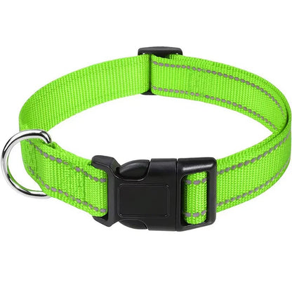 Reflective Dog Collar Strap With Adjustable Safety Nylon Pet Collar Pet Traction Rope Suitable For Small And Medium-Sized Pets