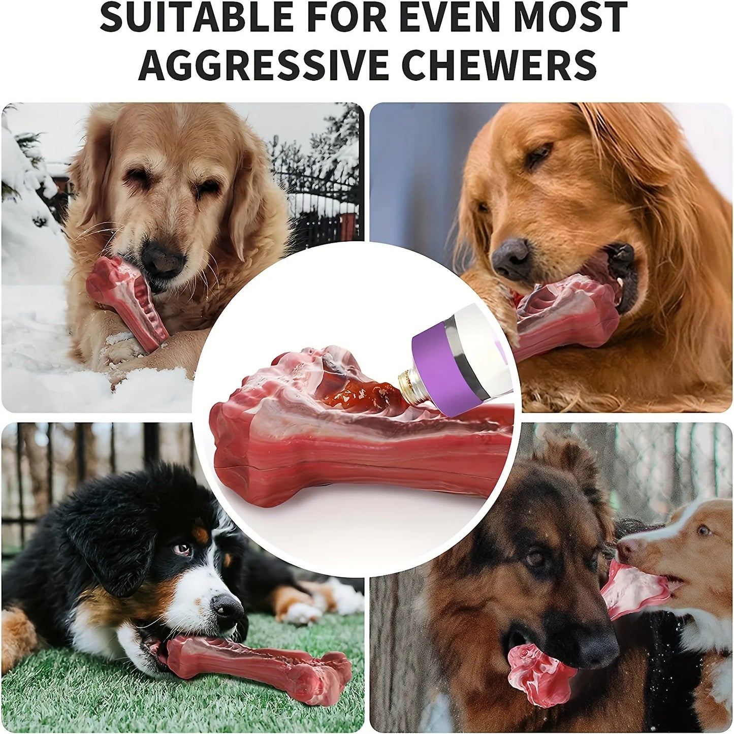 Silicone dog bite toy, natural rubber non-toxic, suitable for strong biting dogs, interactive cleaning of teeth bones,