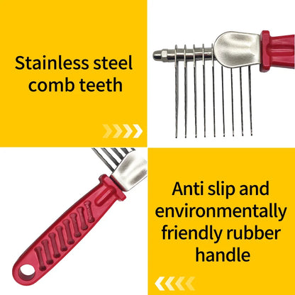 Dog Comb Pet Grooming Tools Dog Rake Comb Trimmer Stainless Steel Cat Dog Comb for Dematting Removing Dead Matted & Knotted Hair
