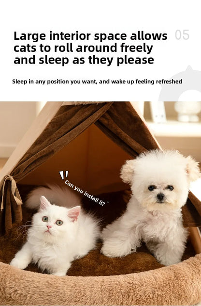 All Season Semi Enclosed Cat Dog Pet House Warm Winter Tent Shelter Wholesale Cat House Cat Accessories Cat's Nest Keeps Warm