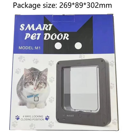 Smart Silent Electric Pet Door for Cats and Dogs Free Passage with Chip Recognition Suitable for Glass, Iron, and Wooden Doors
