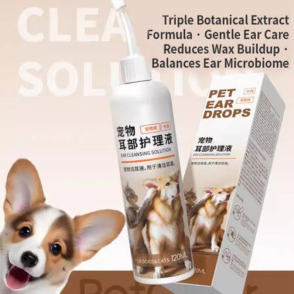 PetClear Pet Ear Care Solution 120ml Ear Cleaner Mite Removal Ear Drops Pet Ear Cleaning Products