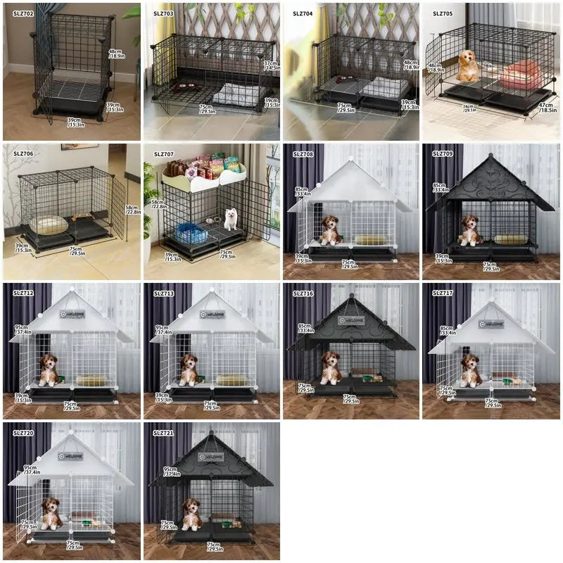 Indoor Dog Cage Villa with Toilet Small Dog Shelter for Pomeranian And Teddy Dogs Family Pet Cage with Tray