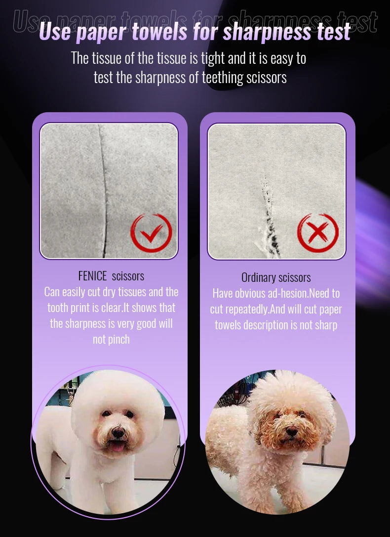 Fenice Dog Beauty Scissors Colorful 6.5/7/7.5 inch JP440C Professional Dog Grooming Scissors Curved Thinner Chunker Shears Tools