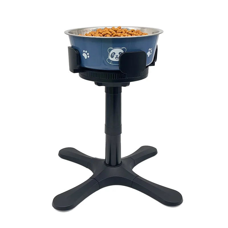 Adjustable Elevated Dog Bowl Stand with Non-Slip Base 3 Height Tilt Settings 14-24.5cm Bowls Stainless Steel Dish for Dogs Cats