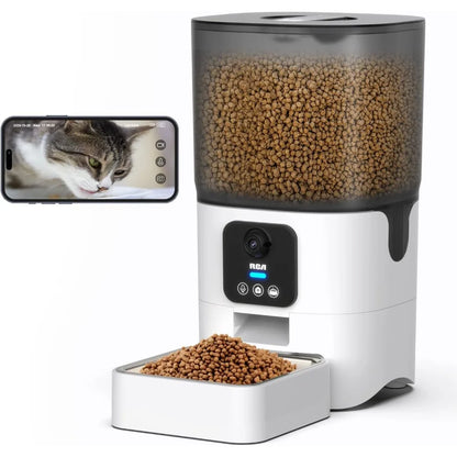 Dog Pet Feeder with HD 1080p Camera, Real-Time Two-Way Audio, Monitoring, Motion Detection, Night Vision, Compatible with Alexa