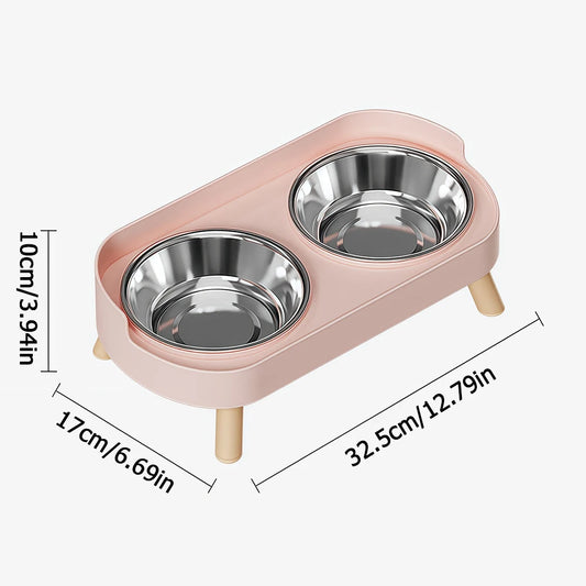 Ceramic Cat Bowls Double Set - Large Aperture Food & Water Bowls, Anti - Tip Design, Neck - Care for Cats and Dogs - Pet Suppie
