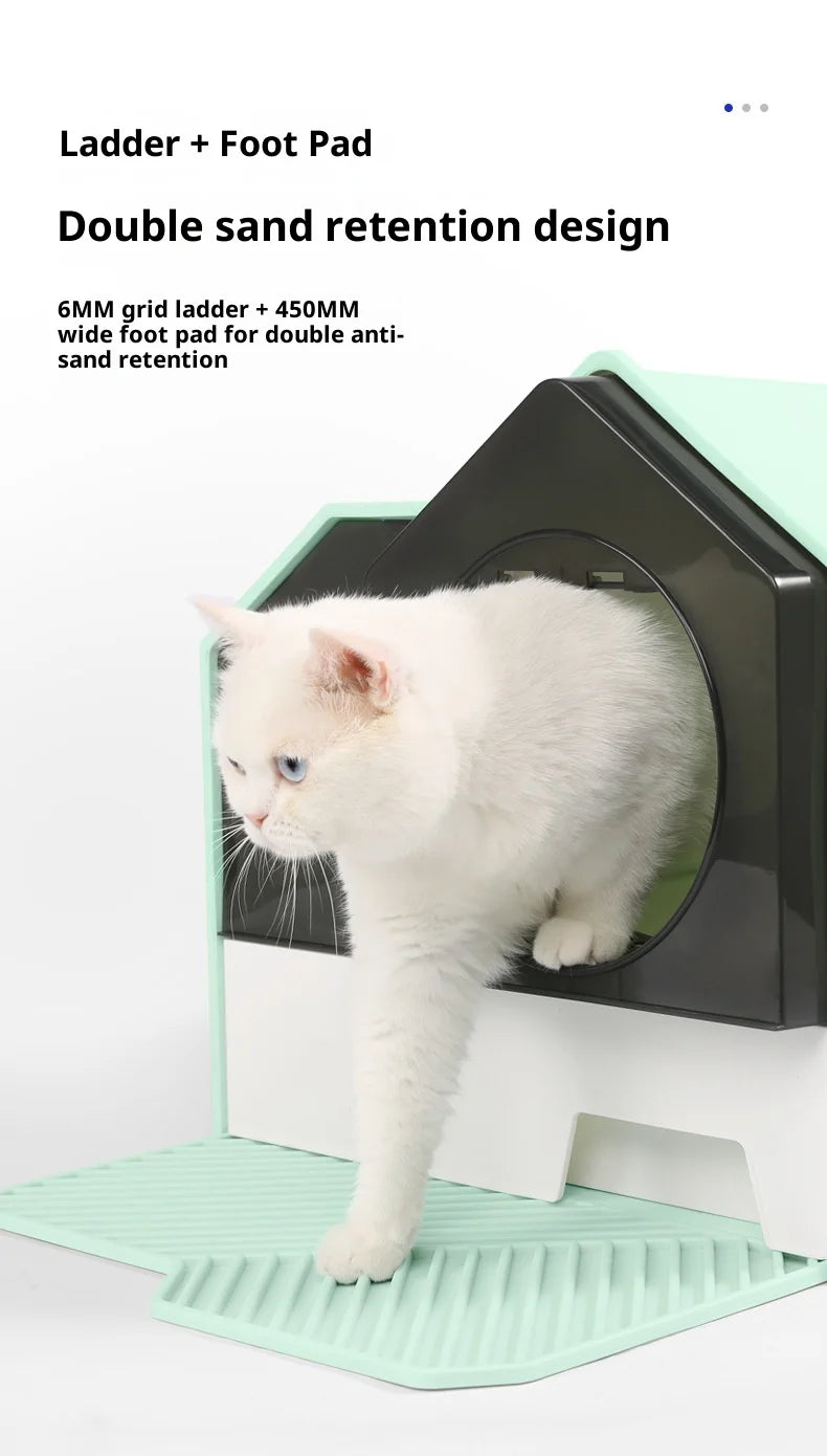 Cleaning Cat Litter Box Enclosed Cat Toilet Drawer Odor Control Large Sealed Anti Odor Chimney Vent Easy Scoop Dispenser