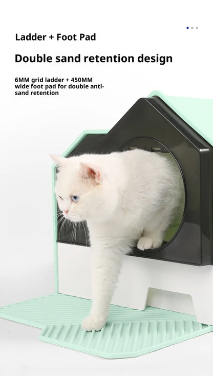 Cleaning Cat Litter Box Enclosed Cat Toilet Drawer Odor Control Large Sealed Anti Odor Chimney Vent Easy Scoop Dispenser