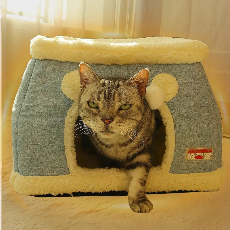 New 360 Degree Fully Enclosed Electric Heating Cat and Dog House Cat Nest Winter Warmth Constant Temperature Cat Beds Blanket