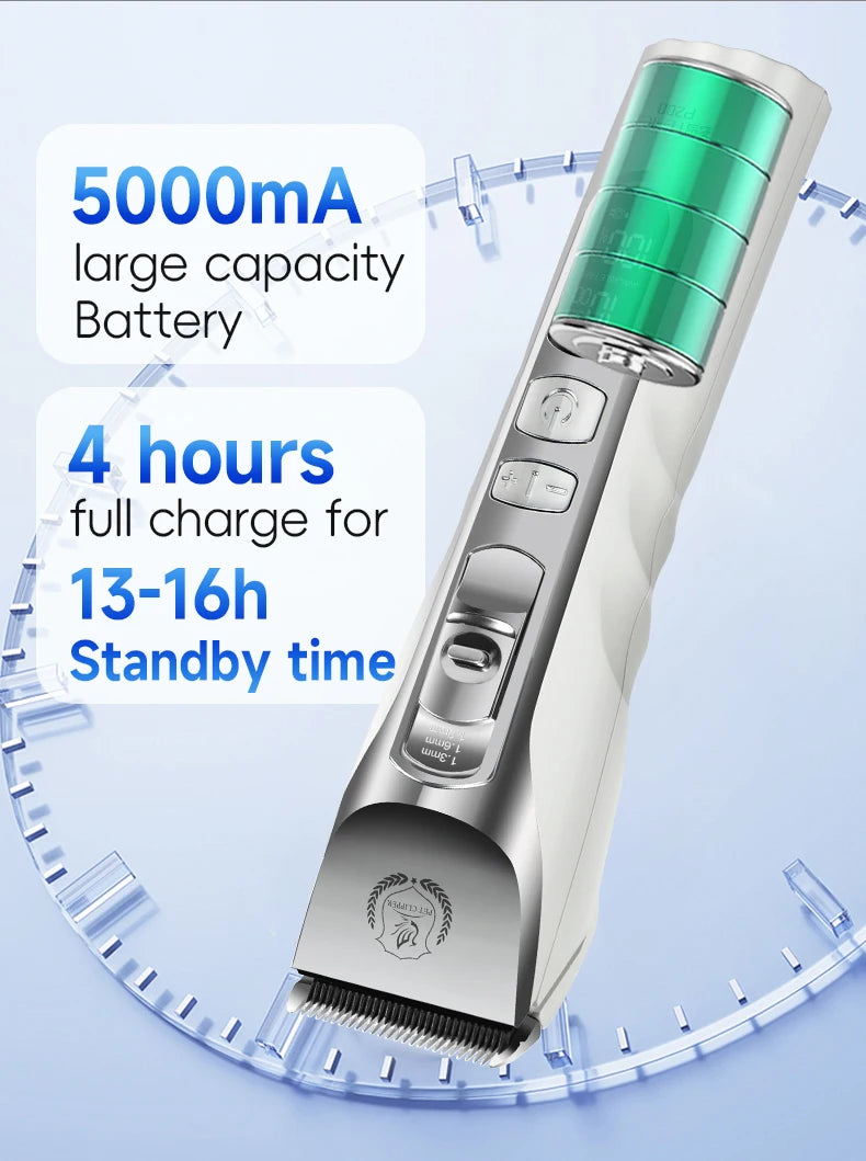 Fenice New Upgrade 5000mA Capacity Cordless LCD Screen Pets Dog Grooming Clippers Rechargeable Haircut Shaver for Trimming Salon