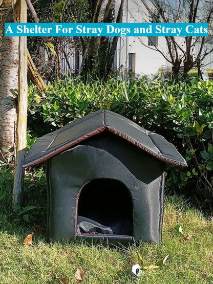 Outdoor Cat House Warm and Waterproof Stray Cat Nest Foldable Closed Rainproof Outdoor Dog House Winter Warm Stray Pet Shelter