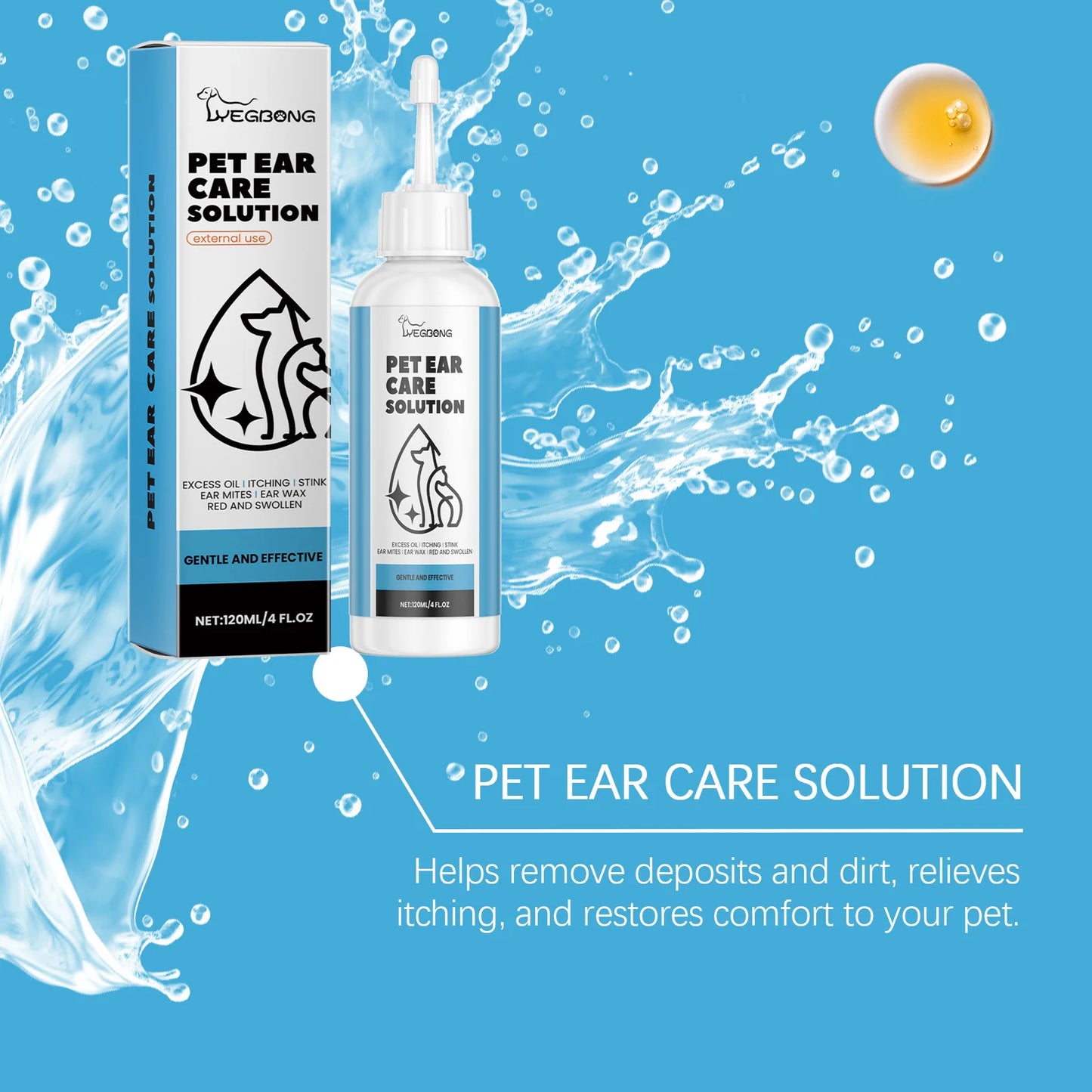 Pet Ear Cleaner Cats and Dogs Ears Cleaning Dirt Remove Mites Anti Infections Ear Drops Ear Deodorizing Pet Cleaning Products