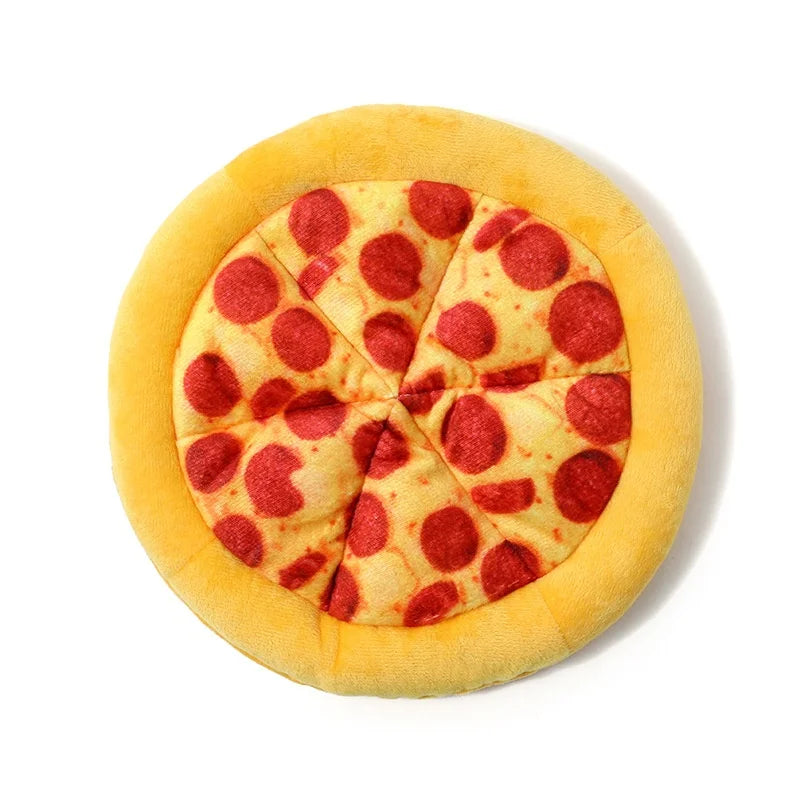 Plush Dog Toy Doughnut Pizza Shape Pet Squeaky Toys for Small Large Dogs Cleaning Teeth Puppy Chew Sound Toy Pet Supplies