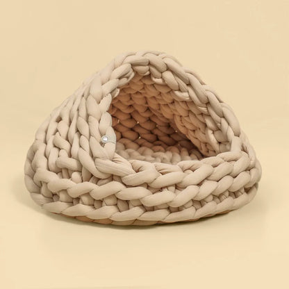 Cute Cat Bed Nest Small Dog Kennel Winter Thick House Weaving Pet Puppy Sleeping Bag Super Soft Cat Sleeping Bed Pet Cushion