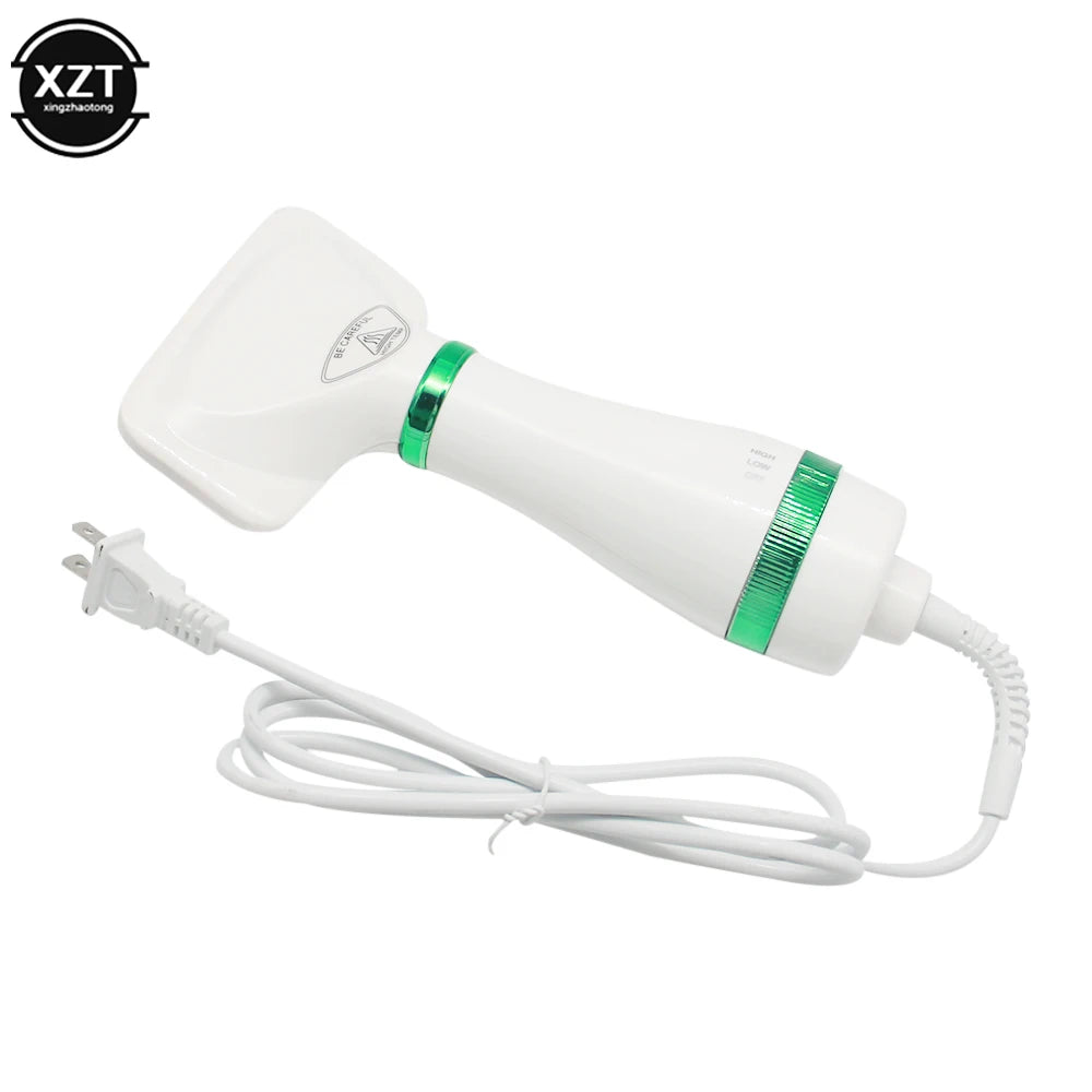 White hair dryer with green accents on a white background, featuring the brand 'XZT'.