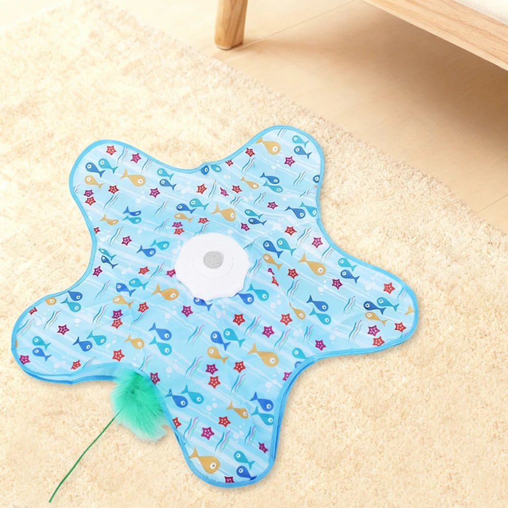 Electric Cat Interactive Hide and Seek Game Pet Toy with Moving Concealed Wand Feather Chargeable Automatic Cats Teaser Toy