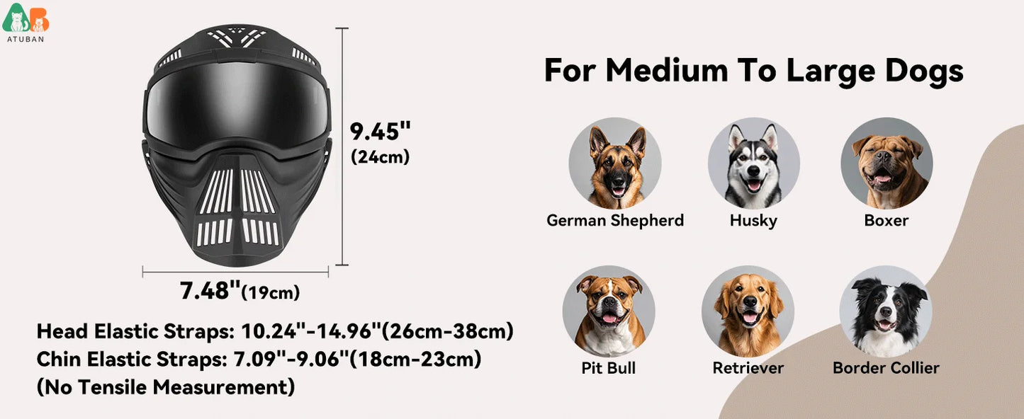 ATUBAN Dog Goggles Large Breed, UV Protection Full Face Sunglasses for Dogs, Windproof Dustproof Snowproof Pet Eyes Wear