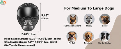 ATUBAN Dog Goggles Large Breed, UV Protection Full Face Sunglasses for Dogs, Windproof Dustproof Snowproof Pet Eyes Wear