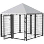 Lockable Dog House Kennel with Water-resistant Roof for Small and Medium Sized Pets, 4.6' x 4.6' x 5'