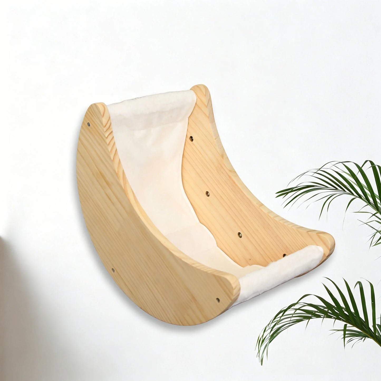 Hanging Cat Bed Hammock with Suction Cups Window Mounted Pet Swing for Cats Wooden Cat Cradle Space-Saving Wall Furniture