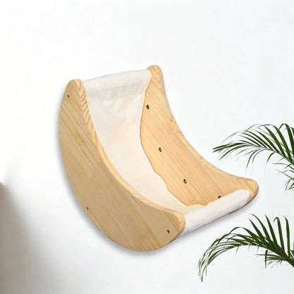 Hanging Cat Bed Hammock with Suction Cups Window Mounted Pet Swing for Cats Wooden Cat Cradle Space-Saving Wall Furniture