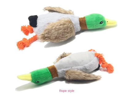 1pc Dog Chew Toys Cute Plush Duck Sound Toy Stuffed Squeaky Animal Squeak Dog Toy Cleaning Tooth Dog Chew Rope Pet Accessories