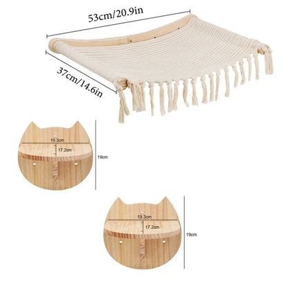 Wall-Mounted Cat Stairs Cat Scratching Posts Hammock Moon House Indoor Cat Gym Cats Furniture for Kittens Climbing and Sleeping
