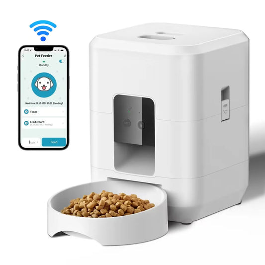 Pet feeding machine, APP controlled automatic cat feeder, cat dry food dispenser, suitable for small and medium-sized pet feeder