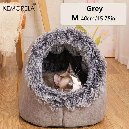 KEMORELA Winter Cat Bed Self-Warming Puppy House Cozy Cat Sleeping Cave Beds Indoor Kitten Nest Kennel Hut for Small Medium Cats