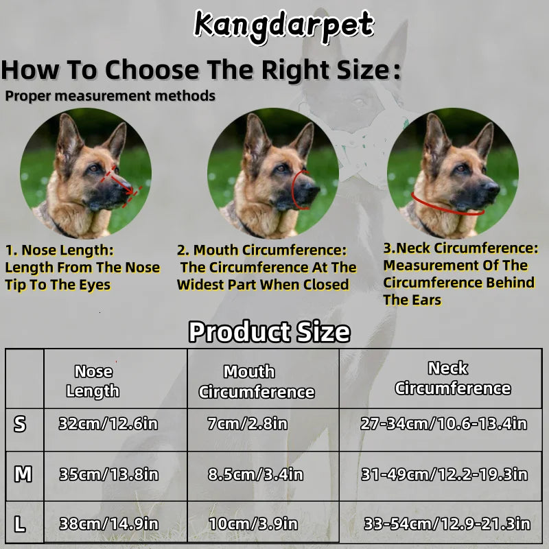 "Dog Muzzle PU Leather - Breathable Soft Anti-Bite Adjustable Mouth Cover for Medium Dogs, Comfortable Training Cage for German