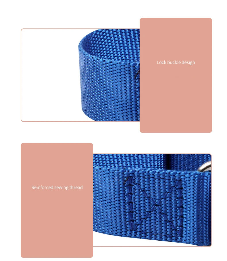 Dog Collar Adjustable Nylon Anti-Punch Pet Collar with Metal D Ring Strong & Durable for Medium & Large Dogs Training Dog Collar