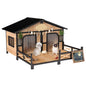 Dog House Outdoor, Wooden Dog Kennel Weatherproof with Porch, Openable Roof, Removable Bottom, Elevated Floor, Double Roo