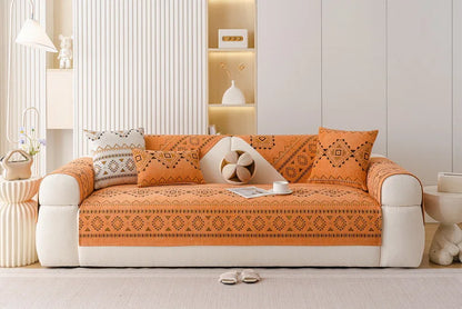 Chenille Sofa Cover Anti-slip Geometric Couch Slipcover Winter Warm ArmChair Protector for Living Room 1/2/3/4 Seater L Shaped
