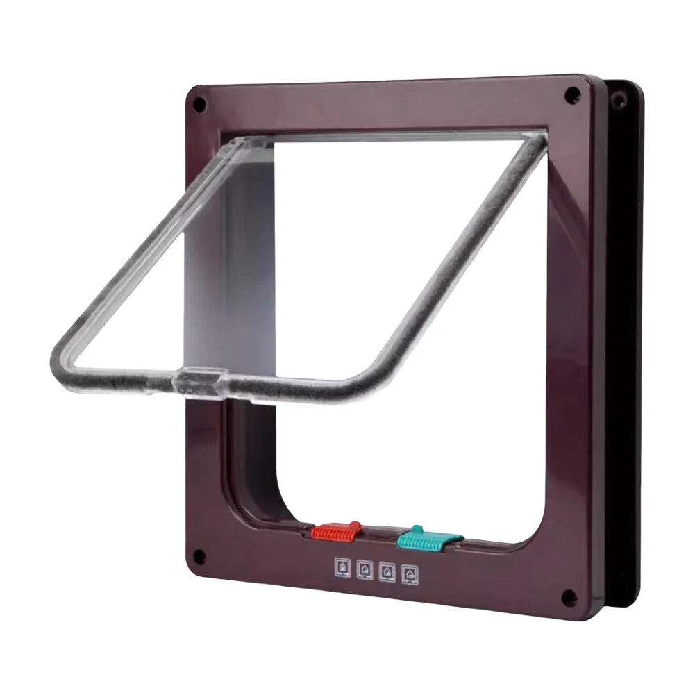 Cat Flap Door with 4 Way Security Lock Puppy Kitten Safety In&out Pet Door ABS Plastic Small Pet Gate Dog Cat Kitten Flap Door