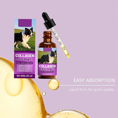 Dog Collagen Absorbable Drops Pet Cleaning & Nutritional Care - Skin Hair Intestinal Joint Health Support Daily Pet Supplement