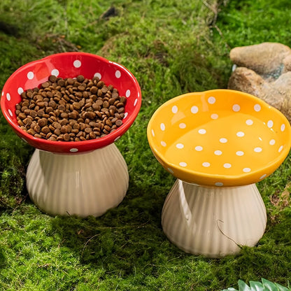 Resin Mushroom Cat Bowl: Tall, 300ml capacity, suitable for cats - ideal for feeding and drinking festivals
