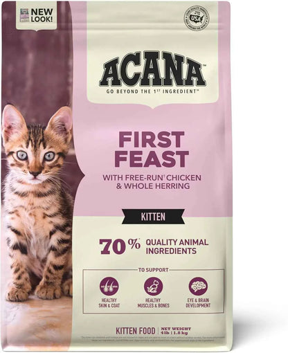 Premium Dry Cat Food for Kittens with Chicken and Fish, 4lb Bag